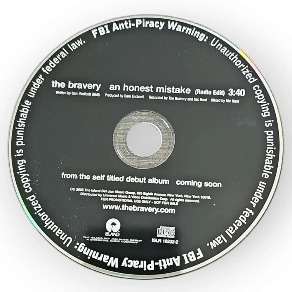 The Bravery – An Honest Mistake (Radio Edit) [2005 Promotional‎ CD Single] - Picture 3 of 3